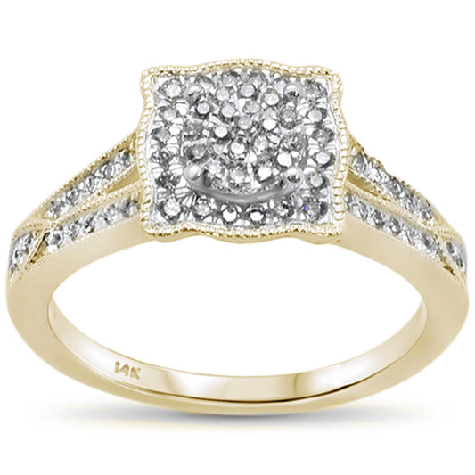 Muse Jewelry .32ct 14k Yellow Gold Square Diamond Engagement Ring Size 6.5