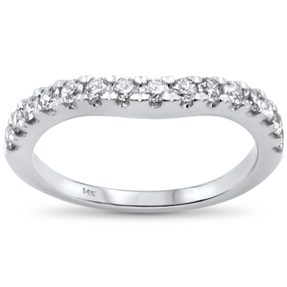 Muse Jewelry .48ct 14k White Gold Round Diamond Wedding Anniversary Band Ring Size 6.5