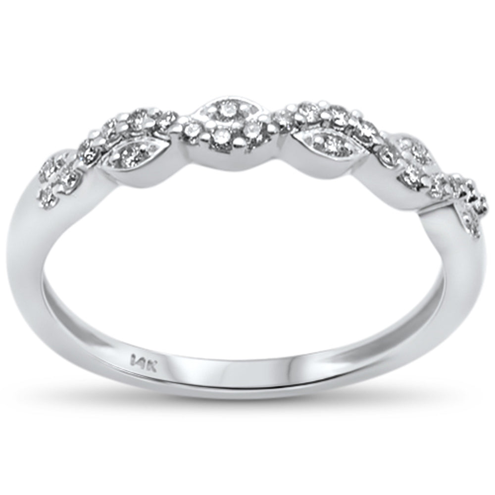 Muse Jewelry .15ct 14k White Gold Round Diamond Wedding Anniversary Band Ring Size 6.5