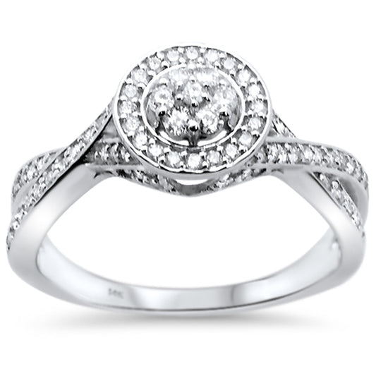 Muse Jewelry .41ct 14k White Gold Round Diamond Twisted Band Engagement Ring Size 6.5