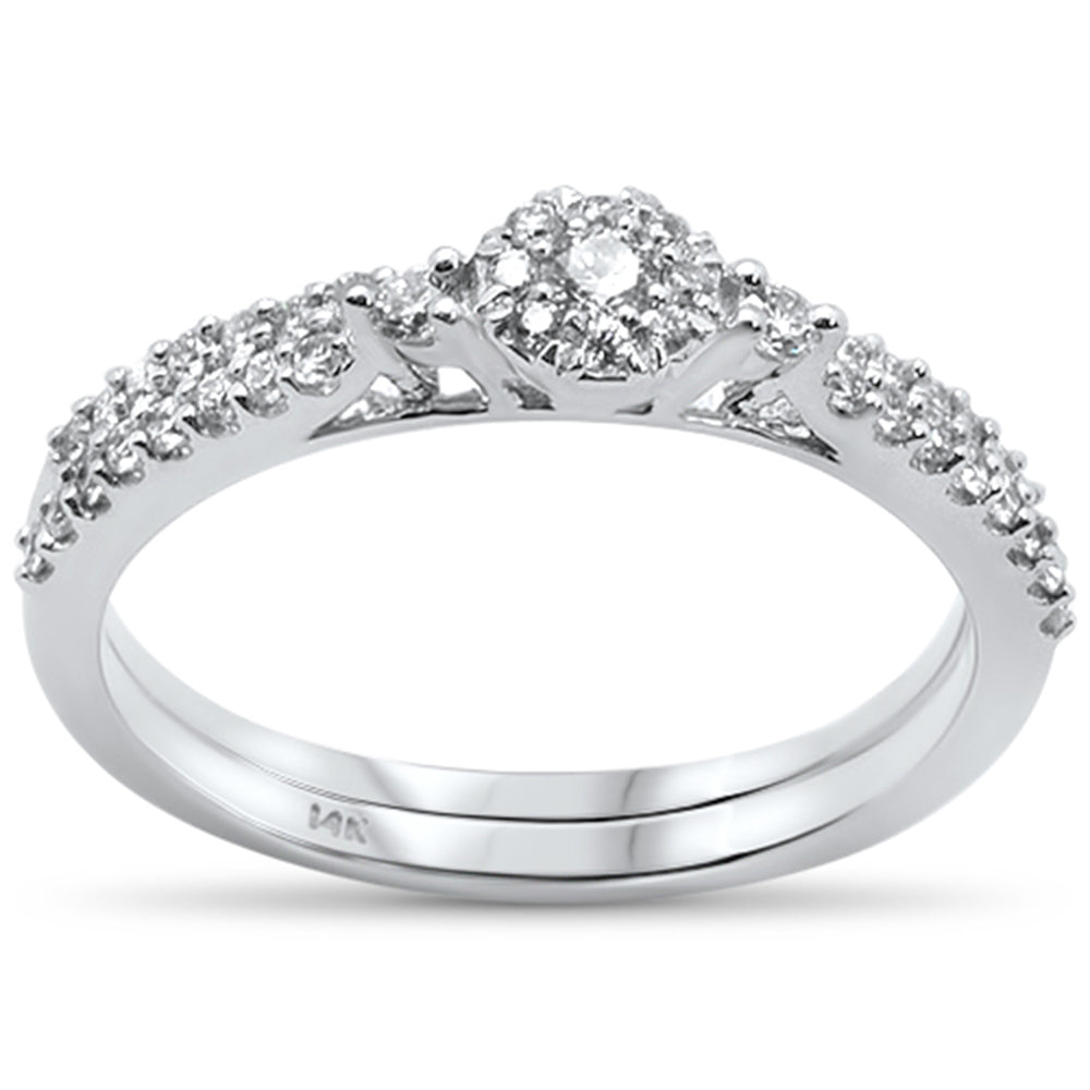 Muse Jewelry .39ct 14k White Gold Diamond Engagement Bridal Set Ring Size 6.5