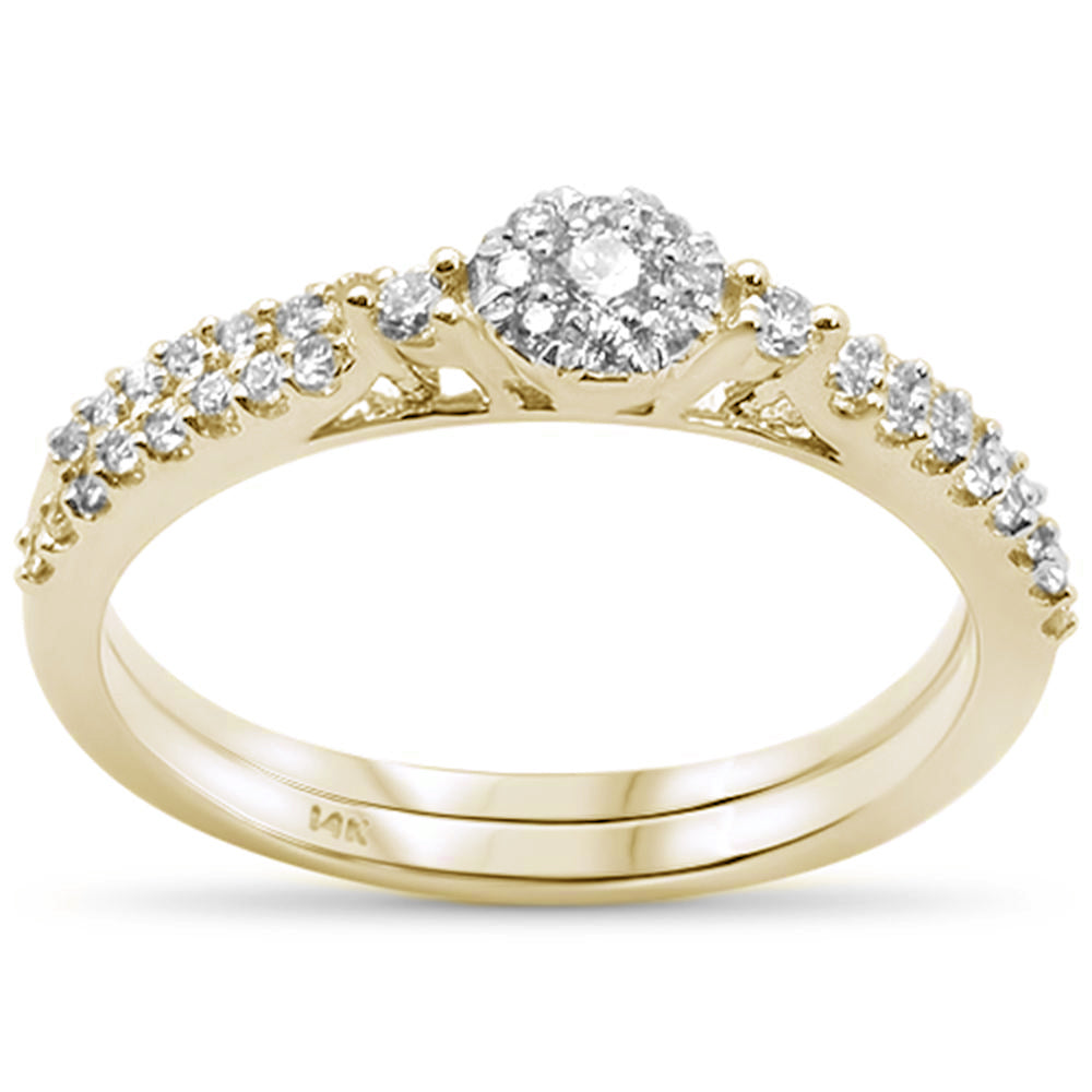 Muse Jewelry .43ct 14K Yellow Gold Round Diamond Engagement Bridal Set Rings Size 6.5