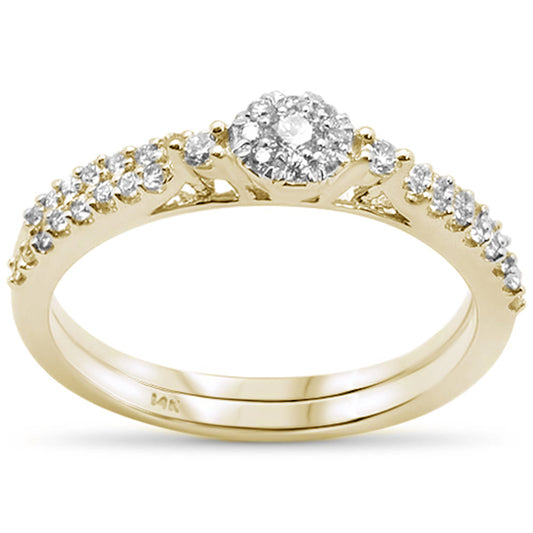 Muse Jewelry .43ct 14K Yellow Gold Round Diamond Engagement Bridal Set Rings Size 6.5