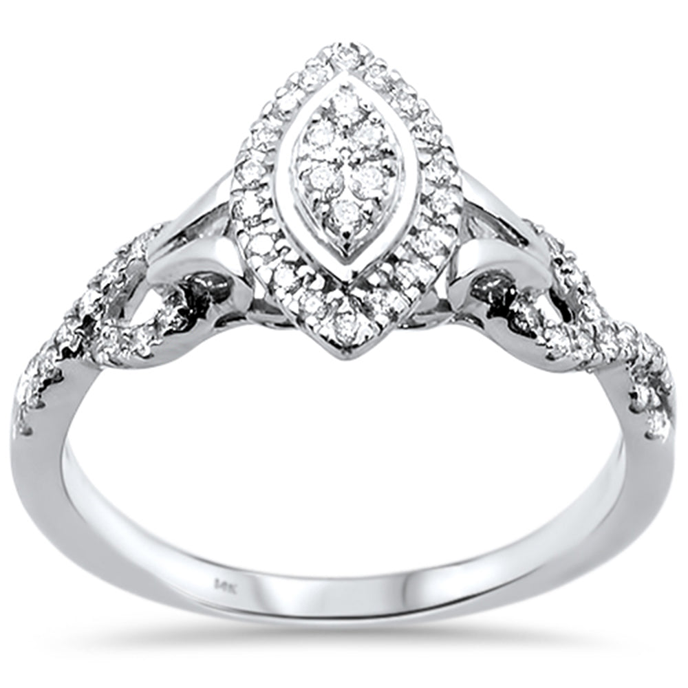 Muse Jewelry .25ct 14k White Gold Marquise Diamond Engagement Ring Size 6.5