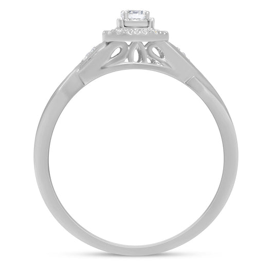 Muse Jewelry .16ct 14k White Gold Round Diamond Engagement Twisted Prong Ring Size 6.5