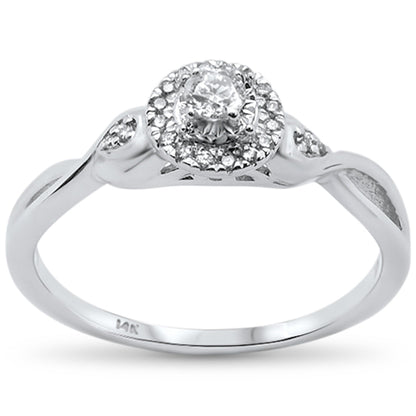 Muse Jewelry .16ct 14k White Gold Round Diamond Engagement Twisted Prong Ring Size 6.5