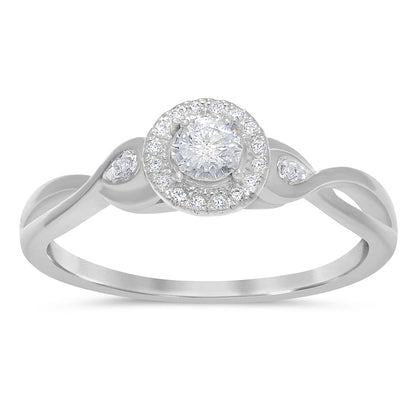 Muse Jewelry .16ct 14k White Gold Round Diamond Engagement Twisted Prong Ring Size 6.5