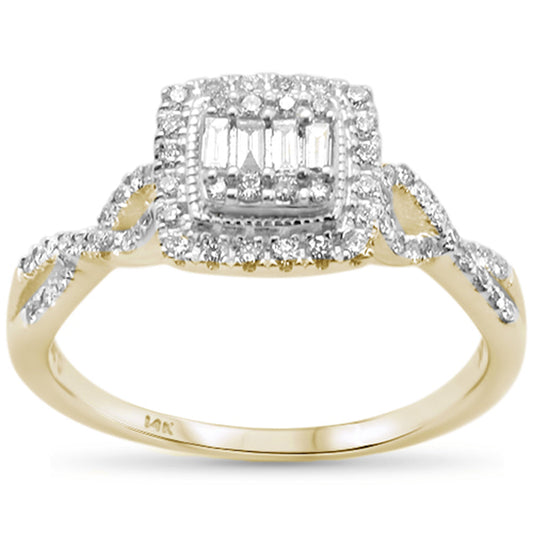 Muse Jewelry .35ct 14k Two Tone Gold Square Twisted Prong Diamond Engagement Ring