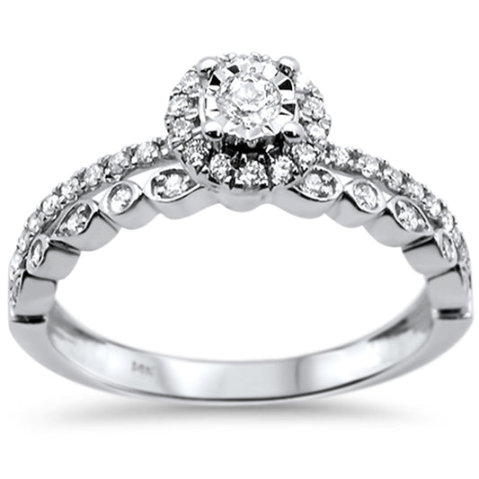 Muse Jewelry .34ct 14k White Gold Round Diamond Engagement Ring Size 6.5