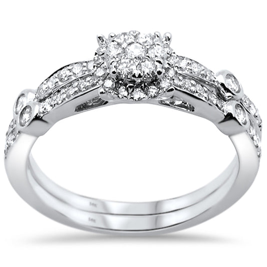 Muse Jewelry .50ct 14k White Gold Round Diamond Engagement Bridal Set Size 6.5