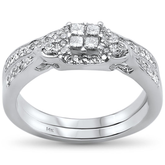 Muse Jewelry .50ct 14k White Gold Diamond Engagement Bridal Set Ring Size 6.5