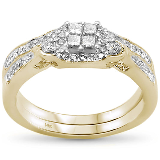 Muse Jewelry .50ct 14k Two Tone Gold Diamond Engagement Bridal Set Ring Size 6.5