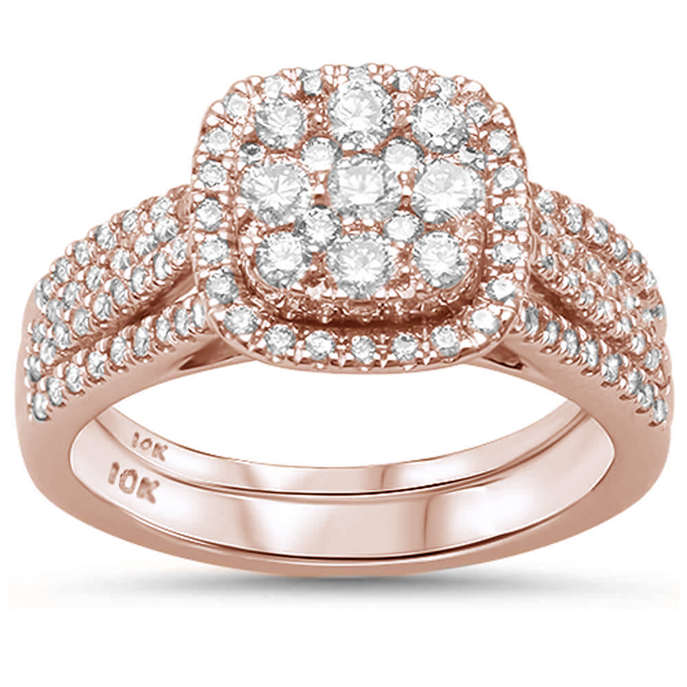 Muse Jewelry 1.04ct 10K Rose Gold Square Diamond Engagement Ring Bridal Set Size 6.5