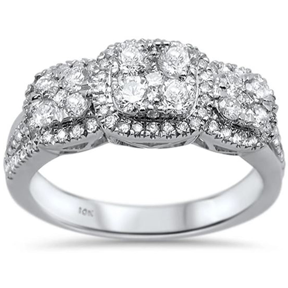 Muse Jewelry .90ct 10k White Gold Three Stone Anniversary Diamond Ring Size 6.5