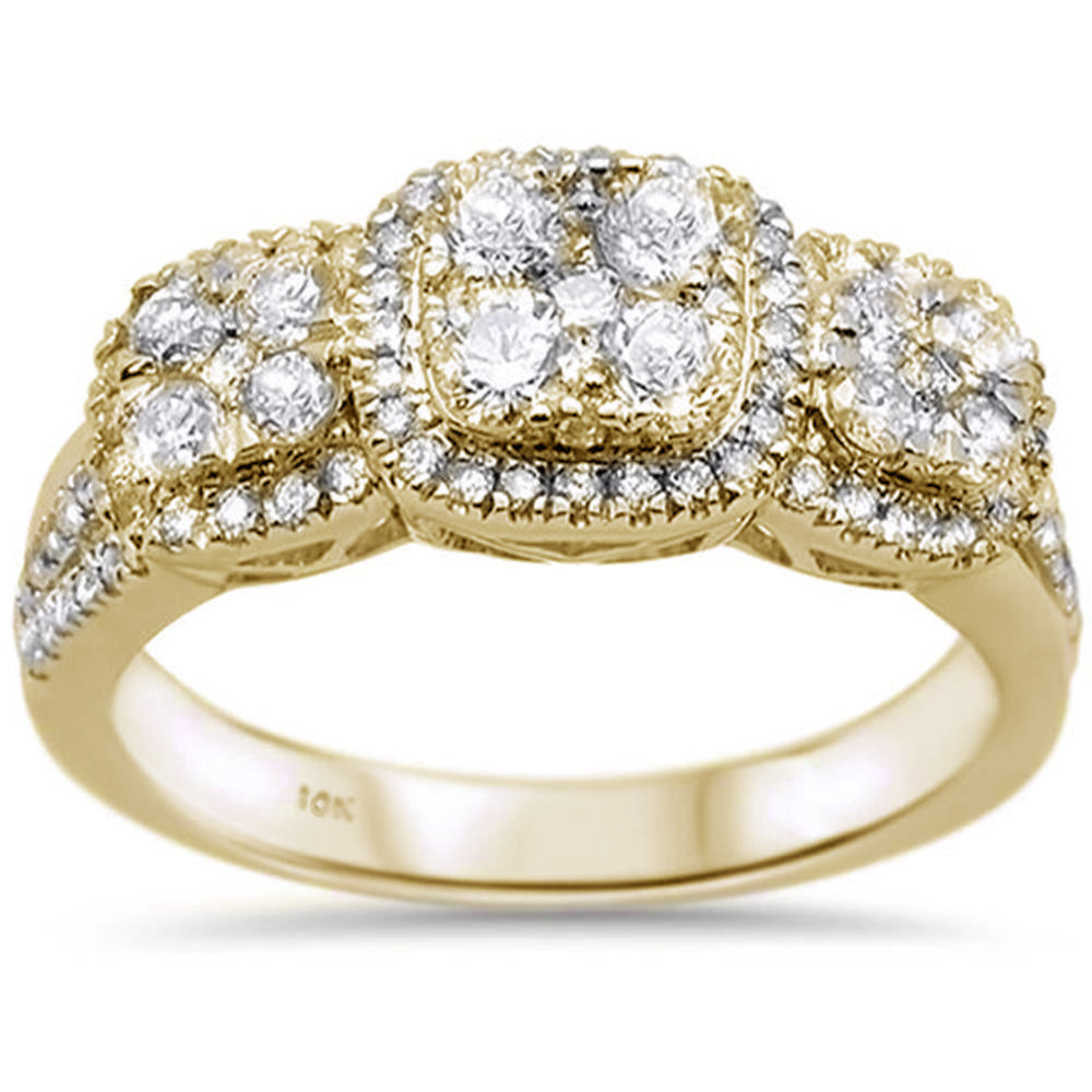 Muse Jewelry .88ct 10k Yellow Gold Three Stone Anniversary Diamond Ring Size 6.5