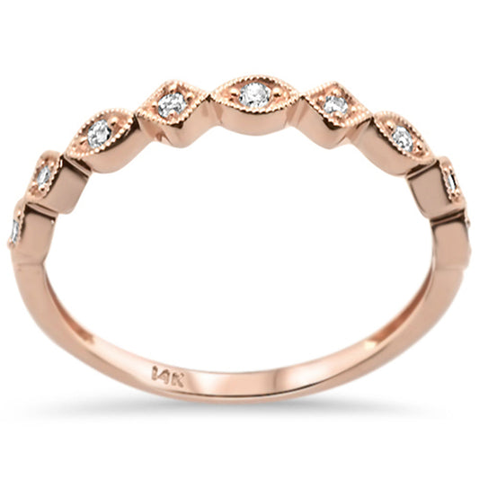 Muse Jewelry .10ct 14k Rose Gold Diamond Stackable Wedding Band Ring Size 6.5