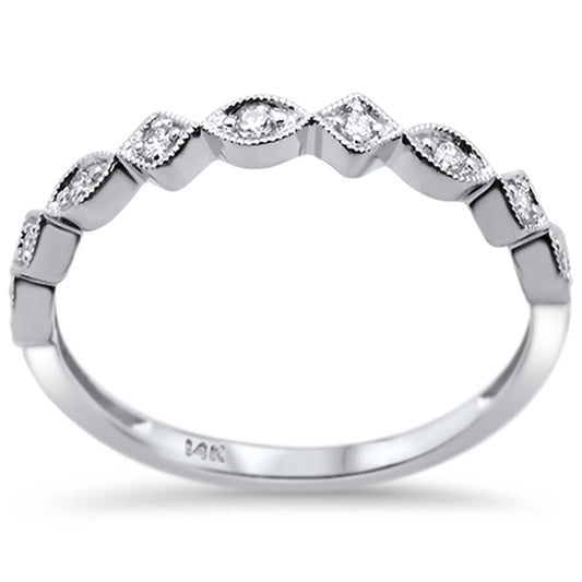 Muse Jewelry .09ct 14k White Gold Diamond Wedding Stackable Ring Band Size 6.5