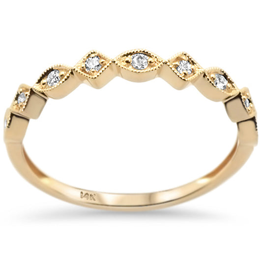 Muse Jewelry .10ct 14k Yellow Gold Diamond Stackable Wedding Band Ring Size 6.5