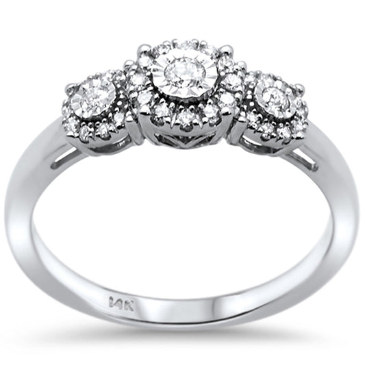 Muse Jewelry .24ct 14k White Gold Diamond Three Stone Engagement Ring Size 6.5