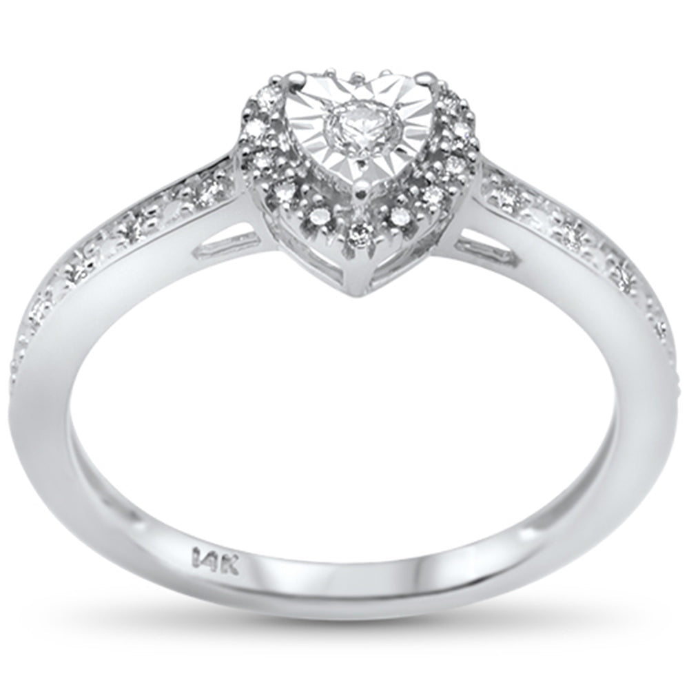 Muse Jewelry .15ct 14k White Gold Diamond Heart Shape Engagement Promise Ring Size 6.5