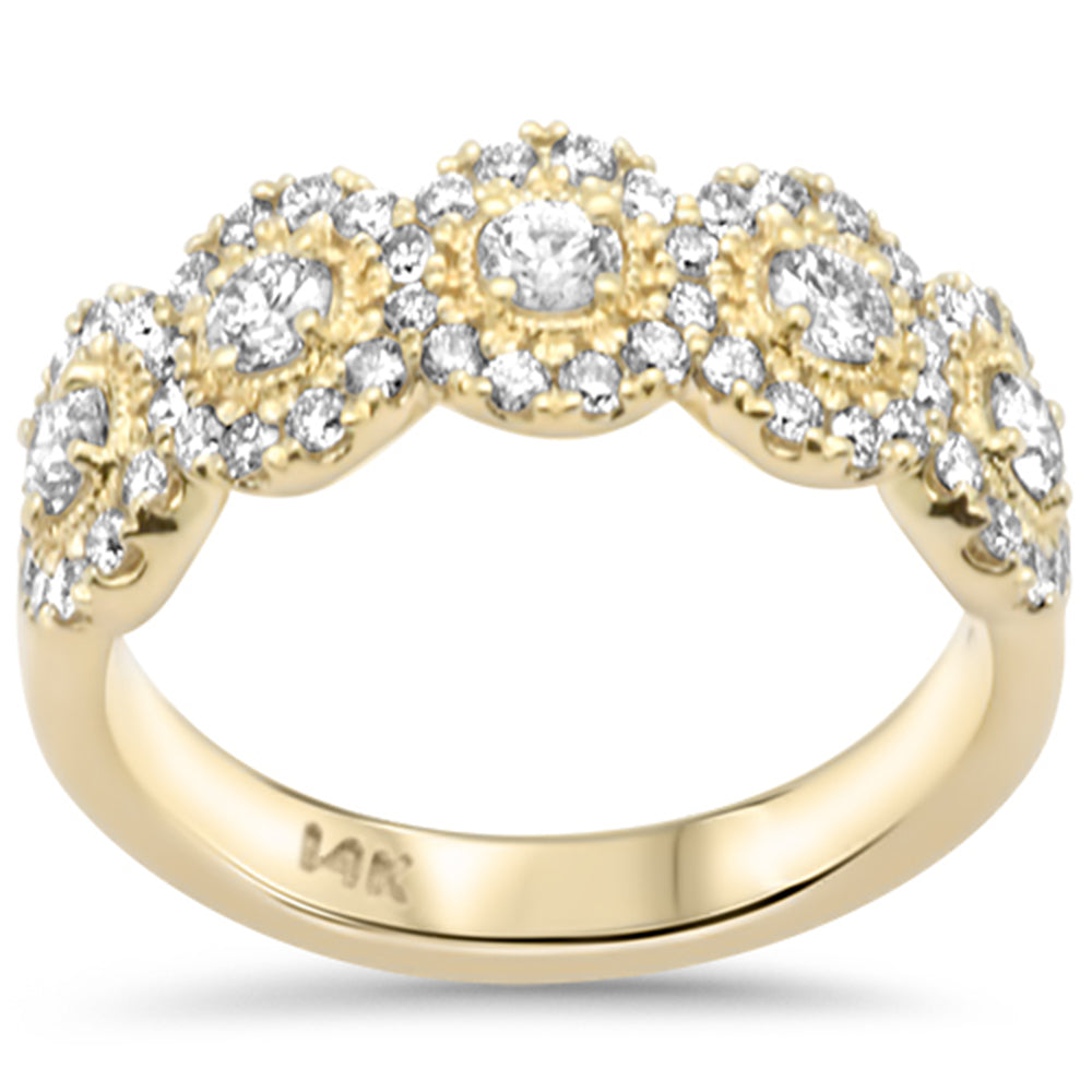 Muse Jewelry .99ct G SI 14K Yellow Gold Diamond Round Halo Band Ring Size 6.5