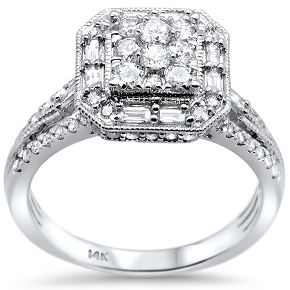 Muse Jewelry 1.01ct 14k White Gold Square Shape Diamond Engagement Ring Size 6.5