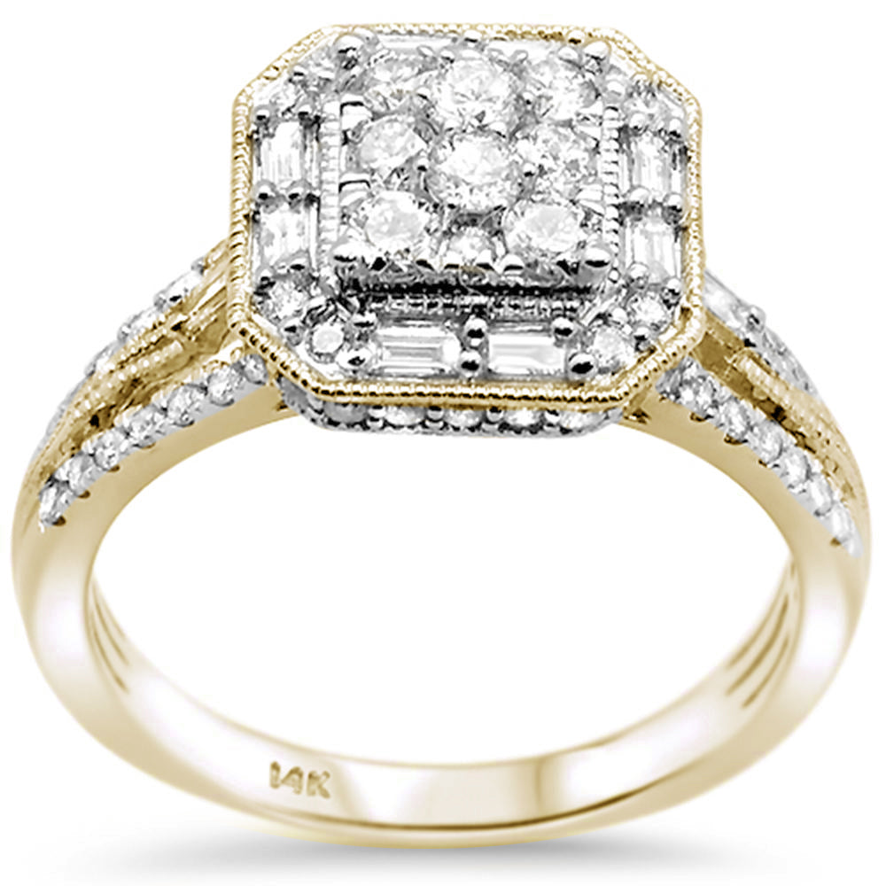 Muse Jewelry 1.00ct F SI 14K Yellow Gold Square Diamond Engagement Ring Size 6.5