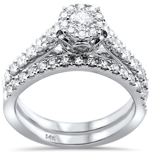 Muse Jewelry 1.01ct 14k White Gold Diamond Engagement Bridal Set Ring Size 6.5