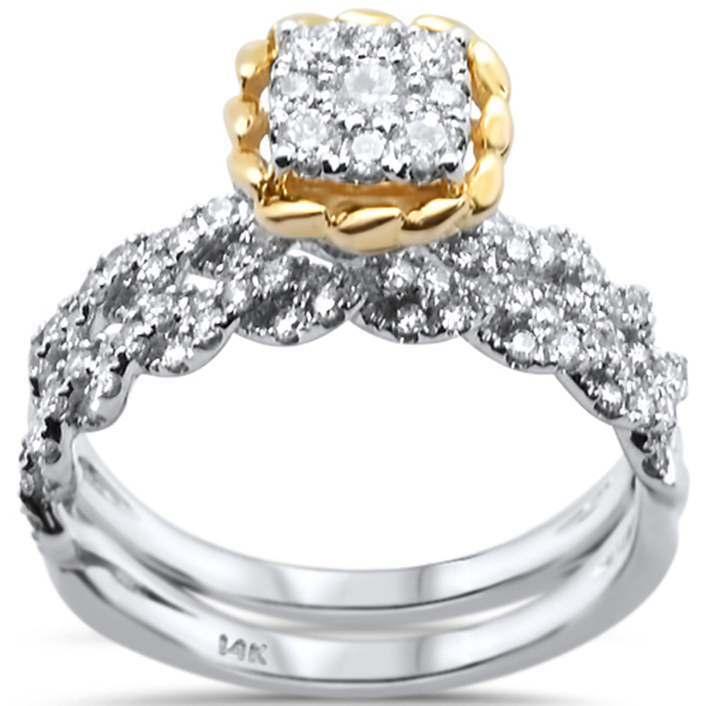 Muse Jewelry .74ct G SI 14k Two Tone Gold Diamond Engagement Bridal Set Ring Size 6.5