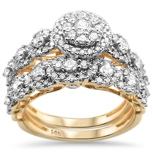 Muse Jewelry 1.46ct 14k Two Tone Gold Diamond Engagement Ring Bridal Set Size 6.5