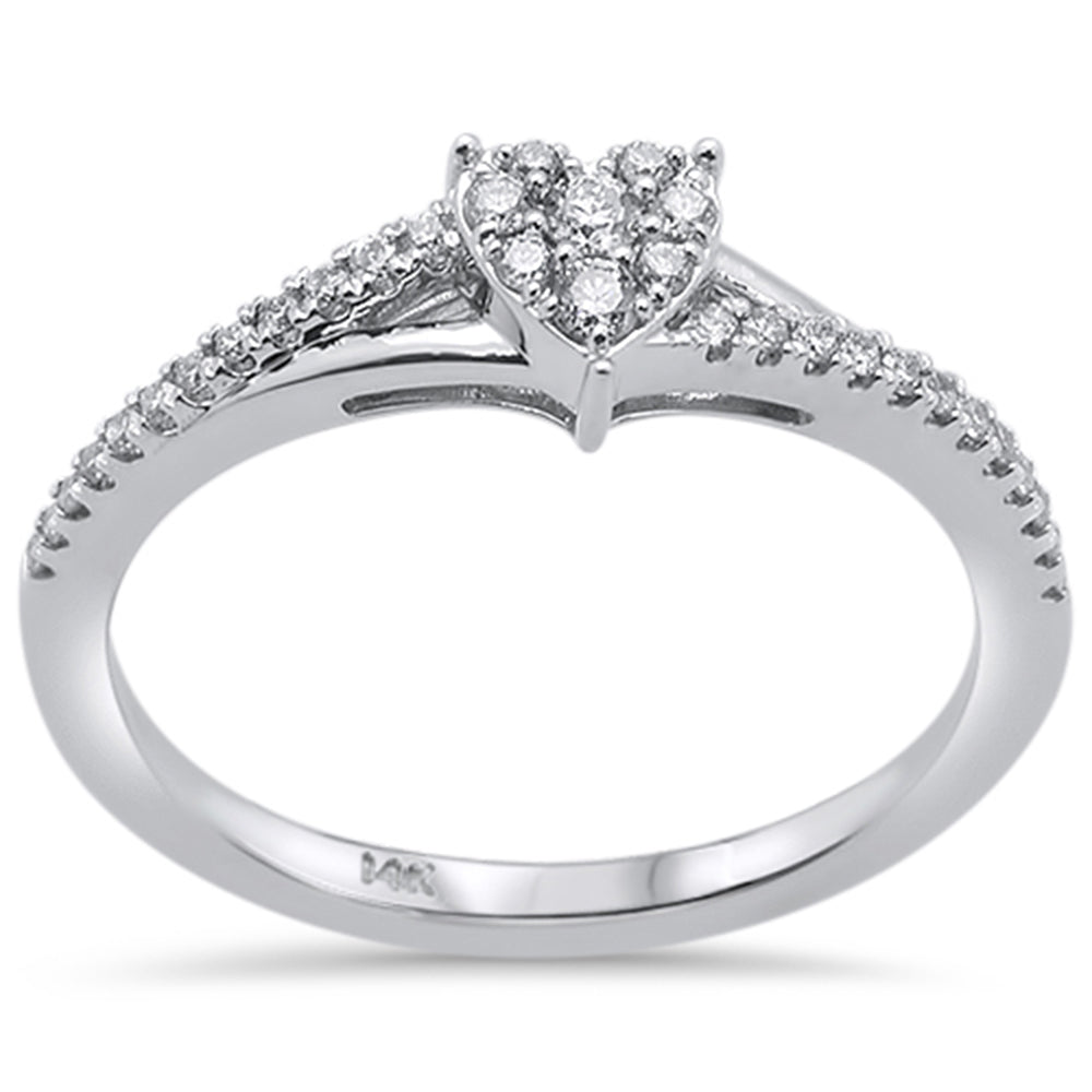 Muse Jewelry .19ct 14k White Gold Heart Shaped Diamond Engagement Promise Ring Size 6.5