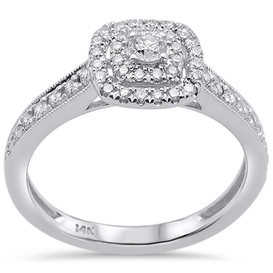 Muse Jewelry .49ct 14k White Gold Square Shape Diamond Engagement Ring Size 6.5