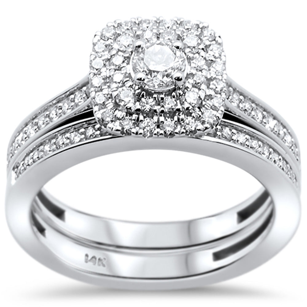 Muse Jewelry .75ct 14k White Gold Diamond Engagement Bridal Set Ring Size 6.5