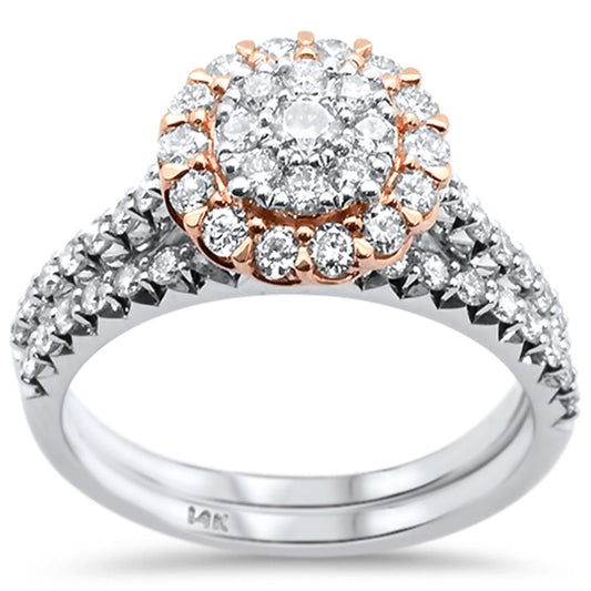 Muse Jewelry 1.01ct 14k Two Tone Gold Round Diamond Engagement Ring Bridal Set Size 6.5