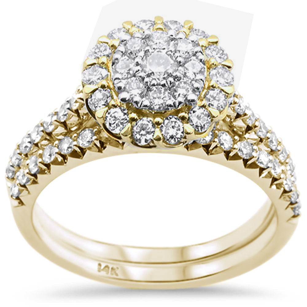 Muse Jewelry 1.00ct F SI 14K Yellow Gold Round Diamond Engagement Ring Bridal Set Size 6.5