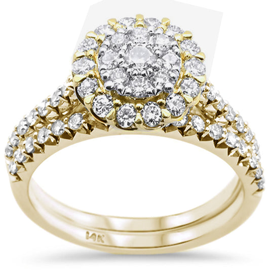 Muse Jewelry 1.00ct F SI 14K Yellow Gold Round Diamond Engagement Ring Bridal Set Size 6.5