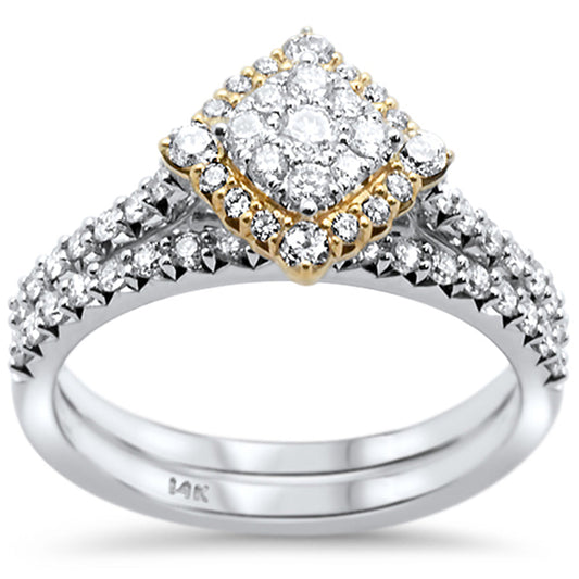 Muse Jewelry .75ct G SI 14k Two Tone Gold Square Shape Diamond Engagement Ring Bridal Set 6.5