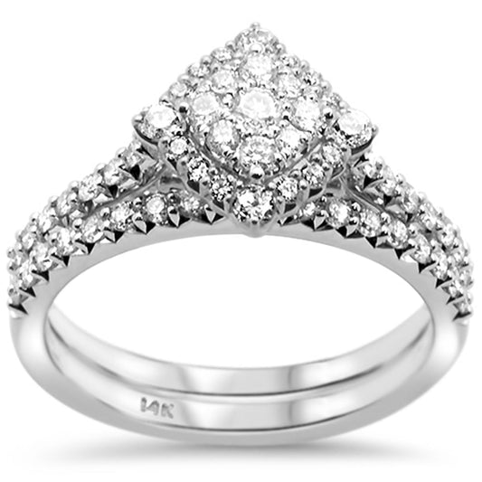 Muse Jewelry .74ct G SI 14k White Gold Square Shape Diamond Engagement Bridal Set 6.5