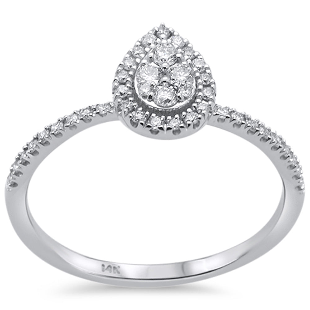 Muse Jewelry .25ct 14k White Gold Pear Shape Diamond Engagement Promise Ring Size 6.5