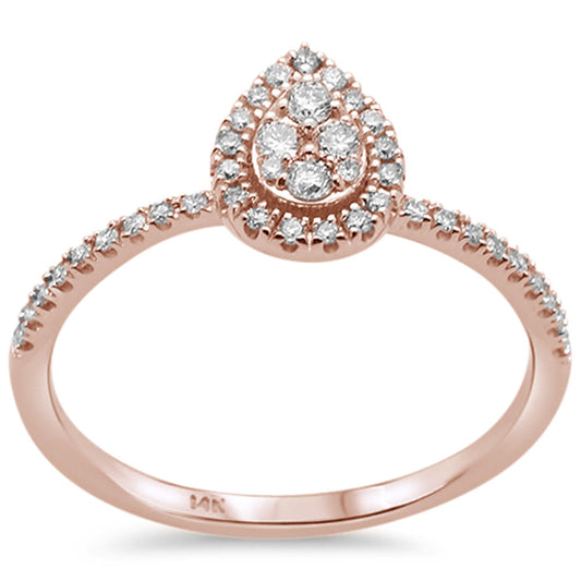 Muse Jewelry .25CT G SI 14KT Rose Gold Diamond Pear Shape Solitaire Style Ring Size 6.5