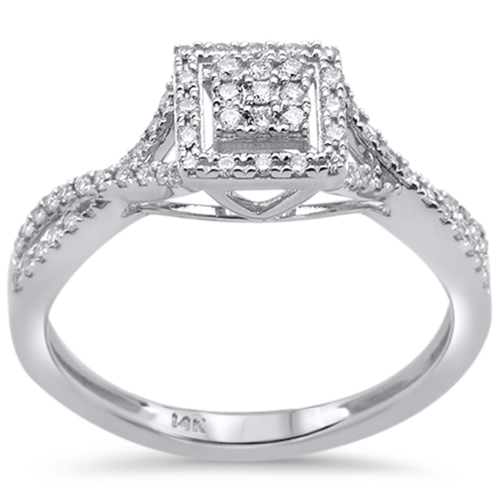 Muse Jewelry .25ct 14k White Gold Square Shape Diamond Twisted Band Engagement Ring