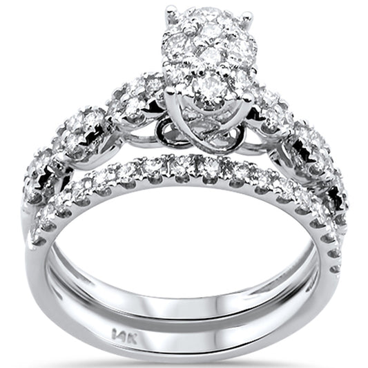 Muse Jewelry 1.00ct 14k White Gold Oval Shape Diamond Engagement Ring Bridal Set Size 6.5