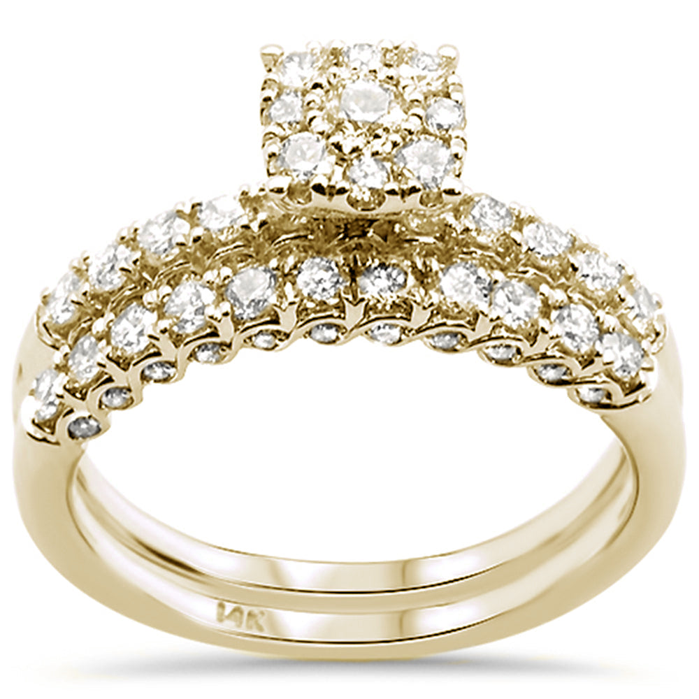 Muse Jewelry .99ct 14k Yellow Gold Round Diamond Engagement Ring Bridal Set Size 6.5