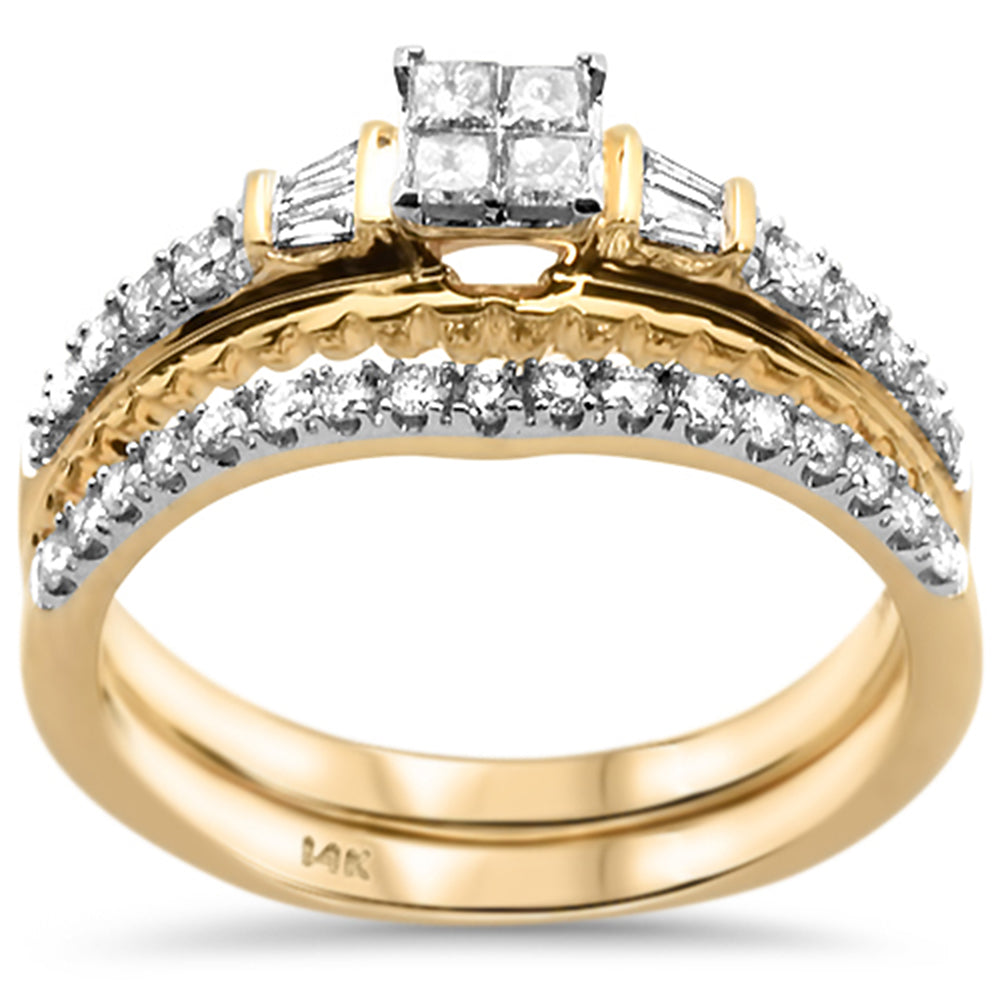 Muse Jewelry .48ct G SI 14k Yellow Gold Princess Diamond Engagement Ring Bridal Set Size 6.5