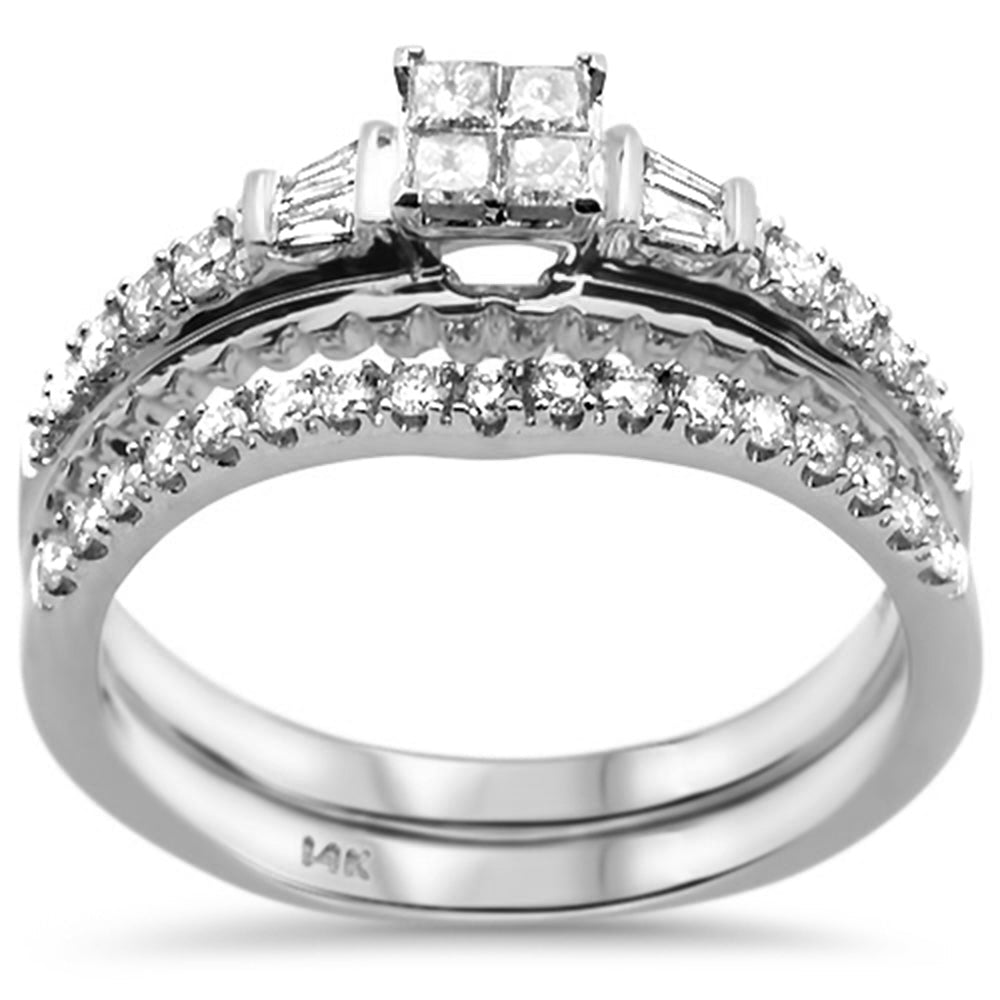 Muse Jewelry .48CT G SI 14k White Gold Princess Diamond Engagement Ring Bridal Set Size 6.5