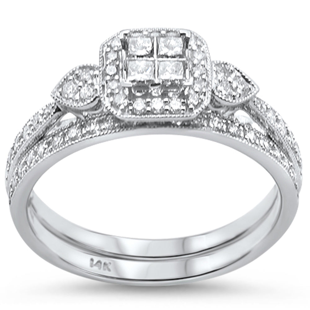 Muse Jewelry .50ct 14k White Gold Diamond Princess Engagment Bridal Ring Set Size 6.5