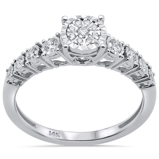 Muse Jewelry .23ct 14k White Gold Diamond Miracle Illusion Engagement Ring Size 6.5