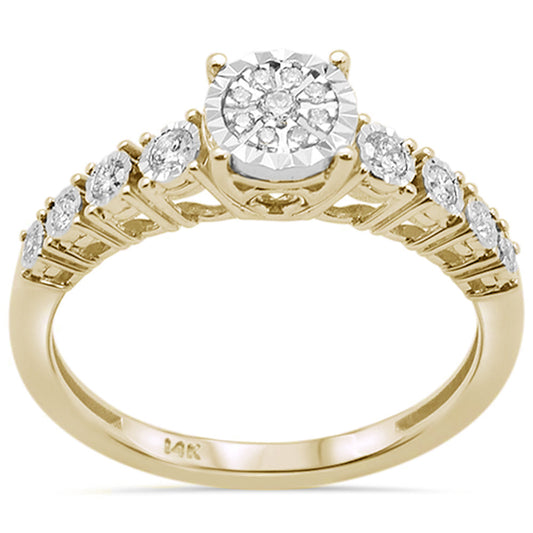 Muse Jewelry .23CT G SI 14KT Yellow Gold Diamond Round Diamond 5 Stone Miracle Illusion Engagement Ring Size 6.5