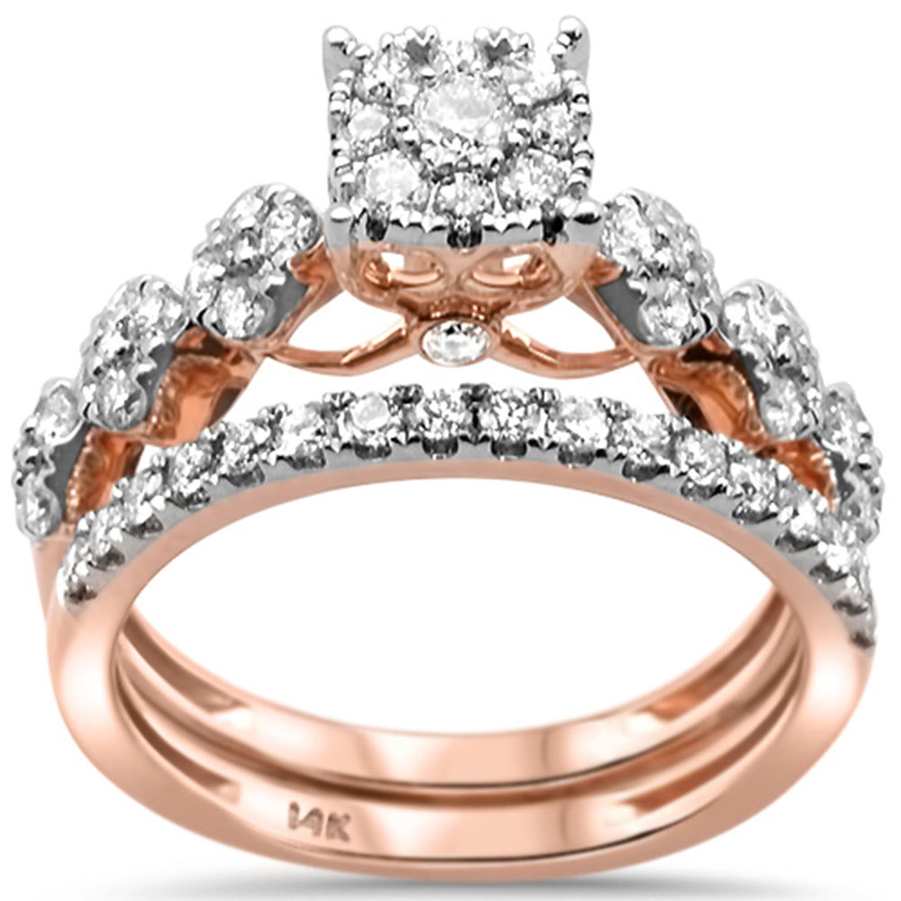 Muse Jewelry .98ct 14k Rose Gold Diamond Engagement Ring Bridal Set Size 6.5