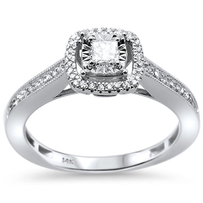Muse Jewelry .26ct 14k White Gold Princess Square Diamond Promise Engagement Ring